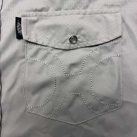 Hooey Short Sleeve Shirt Men’s Large Gray Pearl Snap - Picture 3 of 9